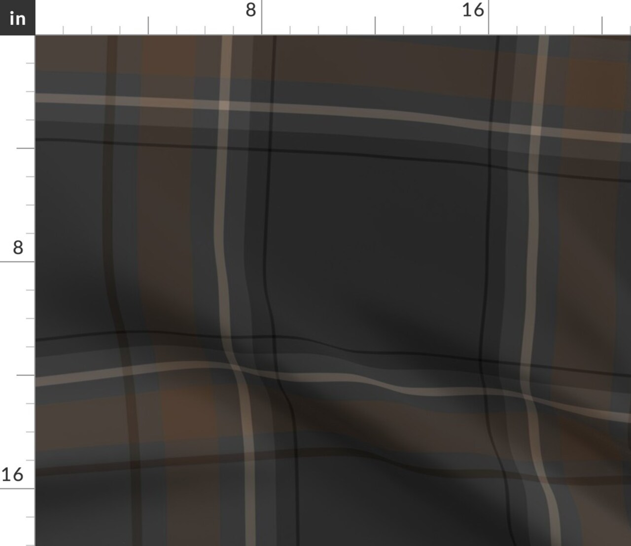 Vintage Brown Plaid Retro Grey Librarian Witchy Grey Tartan Brown Check Dark Academia Large Scale Custom Printed Fabric by Spoonflower Various Fabrics by the Yard or Fat Quarter